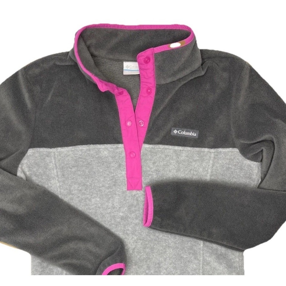 Columbia Fleece Jacket Womens Small Colorblock 1/4 Snap Pullover Long Sleeve Top